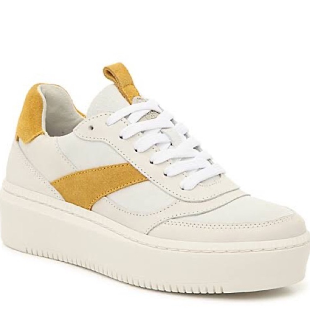Bullboxer Paisley Platform Sneaker in White & Mustard Size 38 7.5 y2k